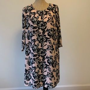 Blush and Black Floral Dress